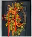 Large artificial autumn pumpkin and sunflower wreath for front door hanging decoration - Autumn Pumpkin Sunflower Style (50CM)(Picture 12-50CM)