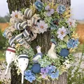 Coastal nautical artificial floral wreath with cute sailor ducks and starfish ribbon - Nautical Ducks Buoy Style (45CM) (Picture 19-45CM)