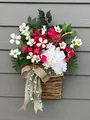 Artificial floral basket wreath for wall hanging with white cosmos and pink flowers - Hydrangea Cosmos Flower Basket Style (40CM) (Picture 18-40CM)