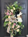 Artificial Easter flower wreath featuring a bunny silhouette and large burlap bow decoration - Easter Bunny Vine Style (50CM) (Picture 23-50CM)