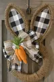 Easter bunny wreath with buffalo plaid and lace for rustic farmhouse door decor. - 40cmx23cm / Easter Bunny Black White Plaid Bow Door Hanging (40CMx23CM)(Picture 84)