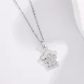 Close-up of a silver-toned cartoon girl pendant necklace with pavé stones - Trendy Girl Style (10)