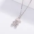 Cute cartoon boy pendant necklace in silver titanium steel encrusted with pink crystals - Boy with Pink Stone Style (07)
