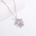 Silver-colored titanium steel necklace featuring a cute cartoon girl pendant with pink stones - Girl with Pink Stone Style (06)