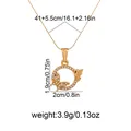 Collar dorado de acero inoxidable con colgante de mariposa de circonita y medidas - Estilo Mariposa Circular (1091)