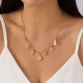 Gold chain necklace with multi-element sun and heart charms for women - Star Bow Heart Sun Flower Boot Pendant (6131032174378) / US Size 8