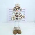 Mignon bonhomme de neige en peluche avec jambes télescopiques pour décor de Noël - Bonhomme de Neige à Haut-de-forme