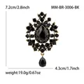 Elegant vintage black glass teardrop pendant brooch for women fashion accessories - Antique Gold - Black