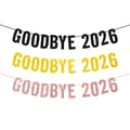 Glitzernde Goodbye 2026 Banner in Schwarz Gold und Roségold für Silvester Party Deko - Auf Wiedersehen 2026 / Glitzerschwarz