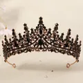 Prunkvolle gotische Vintage-Krone aus Bronzelegierung mit schwarzen Strasssteinen - Dark Night Vielseitige Strasskrone (TS-J3151BLK)