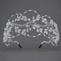 Exquisite handmade silver wire bridal tiara with clear crystal beads and rhinestones - White