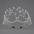 Elegante cerchietto da sposa in maglia d'argento tessuta a mano con perle di cristallo - Argento