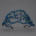 Accessorio per capelli da sposa fatto a mano con perle di cristallo blu per la sera. - Blu