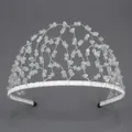 Cerchietto da sposa in argento fatto a mano con perle di cristallo e maglia - Bianco
