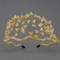 Cerchietto da sposa fatto a mano con perle di cristallo gialle e crema - Champagne