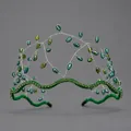 Elegante cerchietto da sposa con perline di cristallo verde e trama a rete fatta - Verde