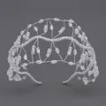 Elegante tiara da sposa in rete fatta a mano con filo d'argento e perline di cristallo - Bianco