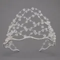 Elegante fascia da sposa in rete di perle di cristallo con intreccio di fili d'argento fatti a mano. - Argento