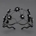 Tiara da sposa in cristallo nero fatta a mano con fascia da sera a rete intrecciata - Nero