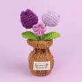 Handmade crochet purple tulip potted plant ornament for home desktop decoration. - Gradient Purple-Fat Tulip (Brown Small Vase)
