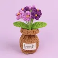 Handmade crochet purple violet flower potted ornament knitted mini plant variant - Gradient Purple-Forget-Me-Not (Brown Small Vase)