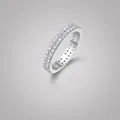 Bague d'éternité en argent S925 sertie de pierres de moissanite rondes étincelantes - Taille US 9 / Moissanite à double rangée de 1,0 mm (R13654)