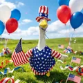 Patriotic American flag outfit for 23-inch porch goose with star shirt and top hat - Independence Day Flag A