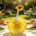 Yellow polka dot bikini outfit and hat set for 23-inch garden porch goose statue - Bikini with Yellow Swim Ring
