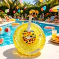 Yellow polka dot bikini outfit set for 23-inch garden goose with matching sun hat - Polka Dot Bikini Style