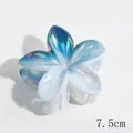 Elegant 7.5cm holographic gradient lily flower hair claw clip for stylish updos. - Dark Blue Gradient