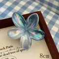 Elegant laser gradient blue lily flower hair claw clip hair accessory 8cm SKU variant view - Blue Grey Gradient