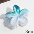 8cm iridescent lily flower hair claw clip with laser blue gradient finish - Blue Gradient