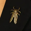 Exaggerated vintage golden cicada insect open ring for men and women unique style - Cicada Shape Brooch (12200) / Antique Gold