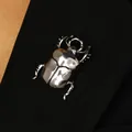 Exaggerated vintage silver beetle insect ring with adjustable band for men and women - Beetle Shape Brooch (12203) / Antique Silver