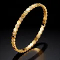 Elegant gold honeycomb titanium steel bangle with sparkling diamond accents for women - 4mm Width / Gold