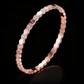 Elegant rose gold plated honeycomb bangle featuring sparkling diamond accents for women - 4mm Width / Rose Gold