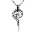 Antique silver stainless steel spiral tribal claw pendant necklace for men's fashion - Scepter Style
