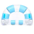 Inflatable U-shaped pool float lounge chair with blue stripes and colorful glitter - U-Shaped Water Lounger / Sparkle Stripe Blue - U-Shaped Float
