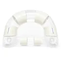Transparent inflatable water float row lounge chair with white stripes and colorful glitter. - U-Shaped Water Lounger / Sparkle Stripe White - U-Shaped Float