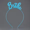 Felblauwe feest-hoofdband met Bride-belettering en een diamantpictogram. - Blauw (BRIDE)