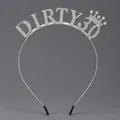 Elegante met strass steentjes bezette DIRTY 30 verjaardagsfeest hoofdband met kroondetail zilver - Zilver (DIRTY 30)