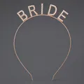Elegant rose gold headband with sparkling rhinestone BRIDE letters for wedding - Rose Gold (BRIDE)