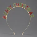 Merry Christmas rhinestone headband with red and green crystals on gold frame - Multicolor (MERRY CHRISTMAS)