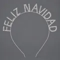 "Feliz Navidad" rhinestone letter party headband in silver finish for Christmas. - Silver (FELIZ NAVIDAD)