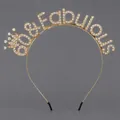 Sparkling gold 60 & Fabulous rhinestone headband for women's 60th birthday party celebration - Gold (60 & Fabulous)