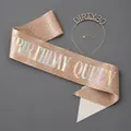 Rose gold glitter birthday queen sash with rhinestone Dirty 30 headband celebration set - Rose Gold Birthday Set (DIRTY 30)
