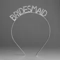 Elegant silver metal headband featuring rhinestone 'BRIDESMAID' lettering for bridal party - Silver (BRIDESMAID)