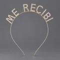 Rose gold rhinestone graduation headband with 'ME RECIBI' script for celebrations - Gold (ME RECIBI)