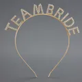 Team Bride golden metal headband adorned with clear rhinestones for wedding parties - Gold (TEAM BRIDE)