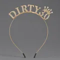 Fonkelende gouden Dirty 30 strass verjaardag tiara hoofdband voor vrouwen feestje - Goud (DIRTY 30)